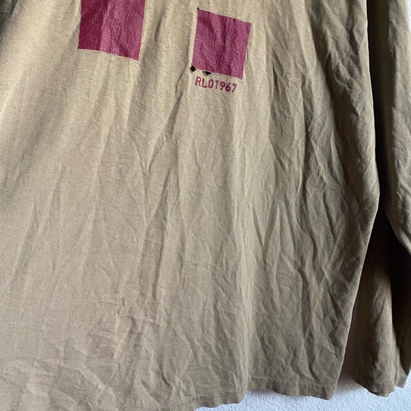 Vintage Y2K Ralph Lauren Polo Jeans Co. Trashed Grunge Tan Long Sleeve Shirt XL - Picture 15 of 15